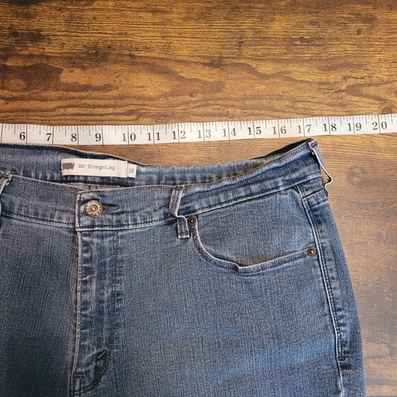 Levi's Jeans Size 16 Straight 505 High Rise Medium Light Wash Stretch Western - Picture 7 of 12
